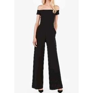 Express black off the shoulder jumpsuit, wide leg, medium